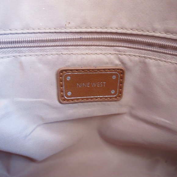 Nine West Brown Rose Python Pattern Faux Snakeskin Roomy Carryall Shoulder Bag - Picture 9 of 16